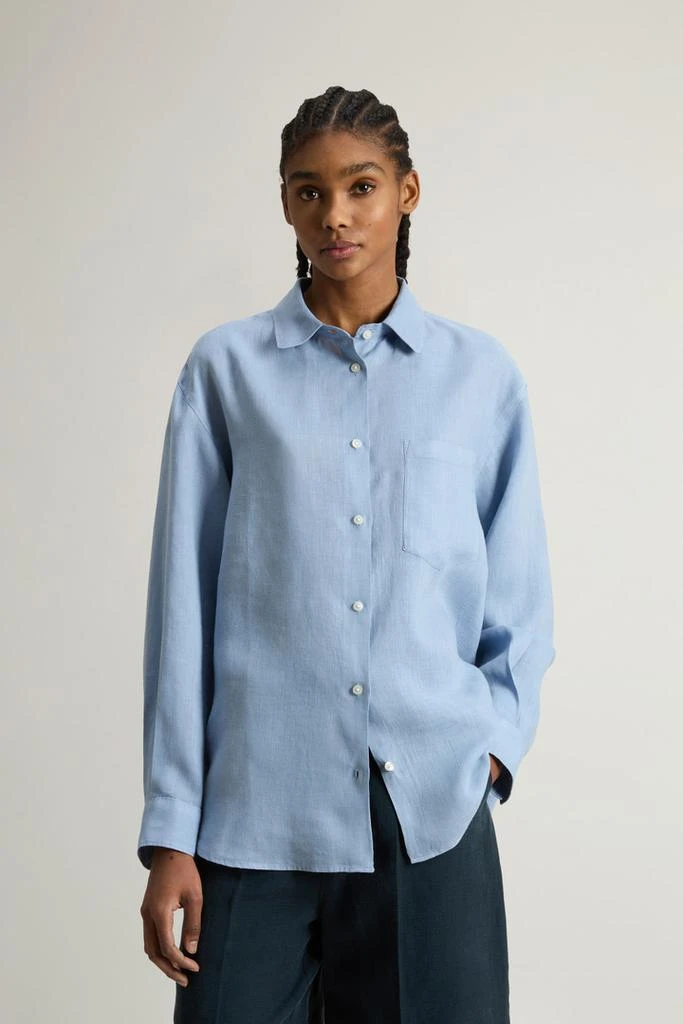 Woolrich Garment-Dyed Pure Linen Shirt - Women - Blue 1