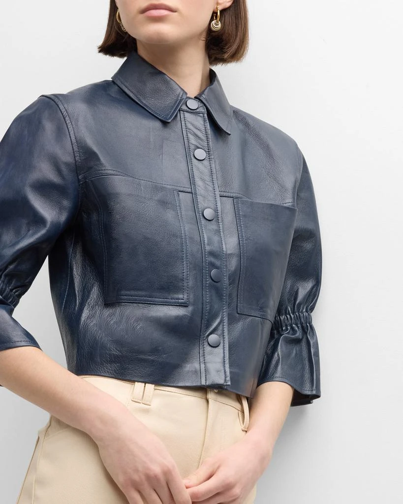 LaMarque Carolina Cropped Ruffle-Sleeve Leather Jacket 7