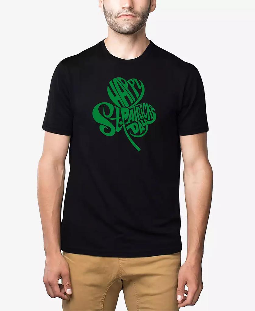 LA Pop Art Men's Premium Blend St. Patrick's Day Shamrock Word Art Graphic T-shirt