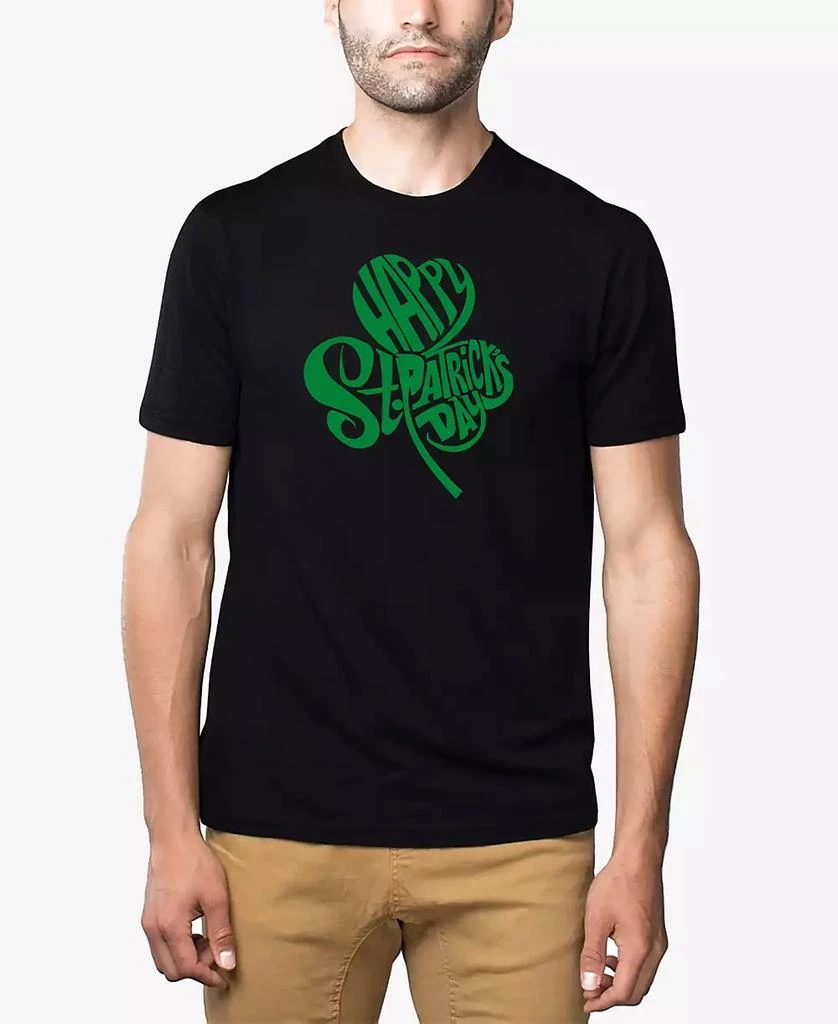 LA Pop Art Men's Premium Blend St. Patrick's Day Shamrock Word Art Graphic T-shirt 1
