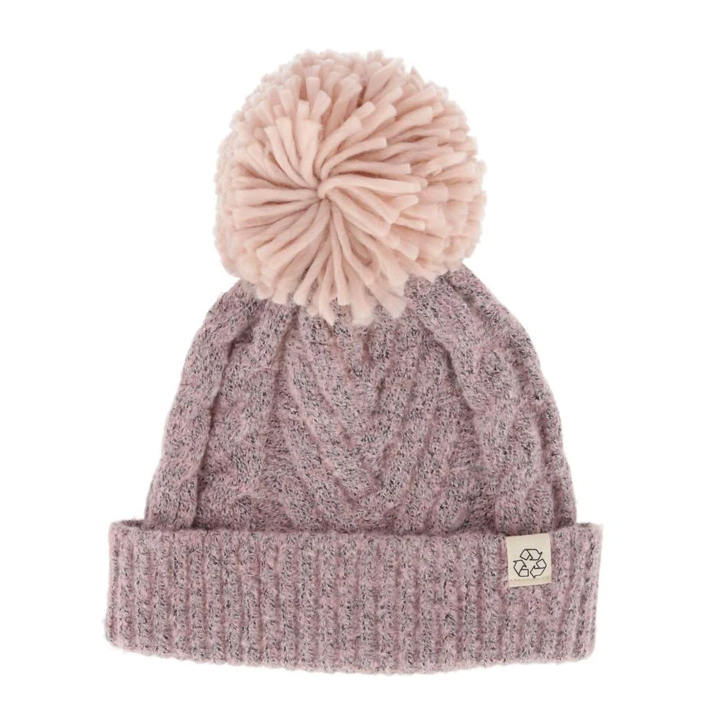 David & Young Women's Chevron Knit Winter Beanie with Matching Yarn Pom 1