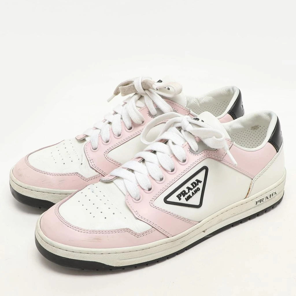 Prada Prada White/Pink Leather Low Top Sneakers Size 38 2
