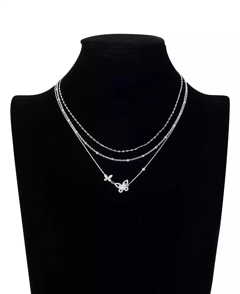 Unwritten Cubic Zirconia Double Butterfly Layered Necklace Set 3