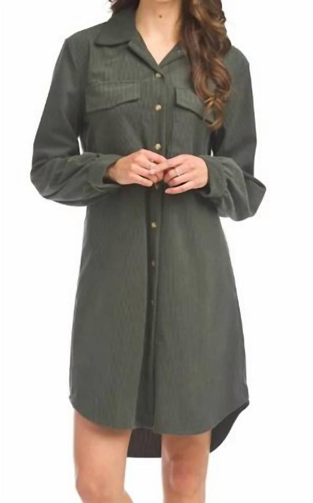Papillon Papillon - Corduroy Button Down Shirt Dress
