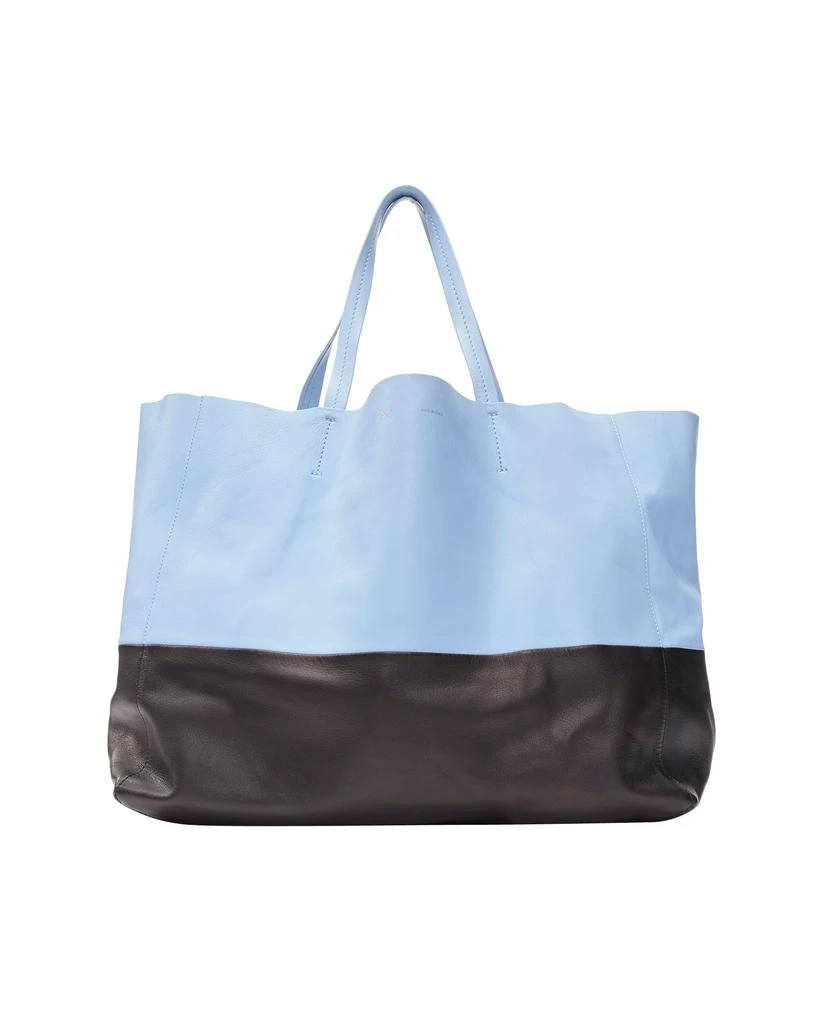 Celine CELINE Cabat baby blue black colorblock panels gold logo tote bag 1