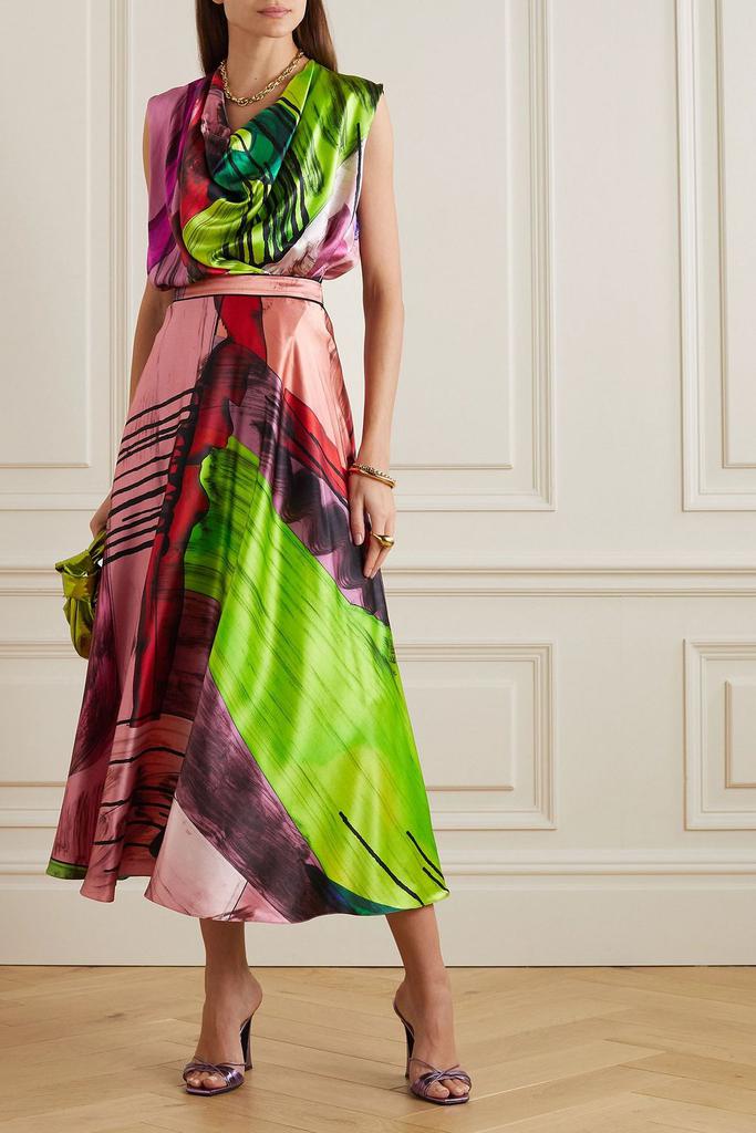 ROKSANDA Ambrosia printed silk-satin midi skirt