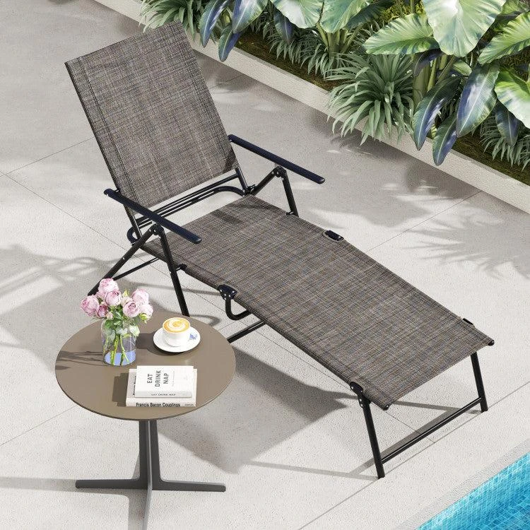 Hivvago Patio Folding Chaise Lounge Chairs Recliner with 6-Level Backrest 2