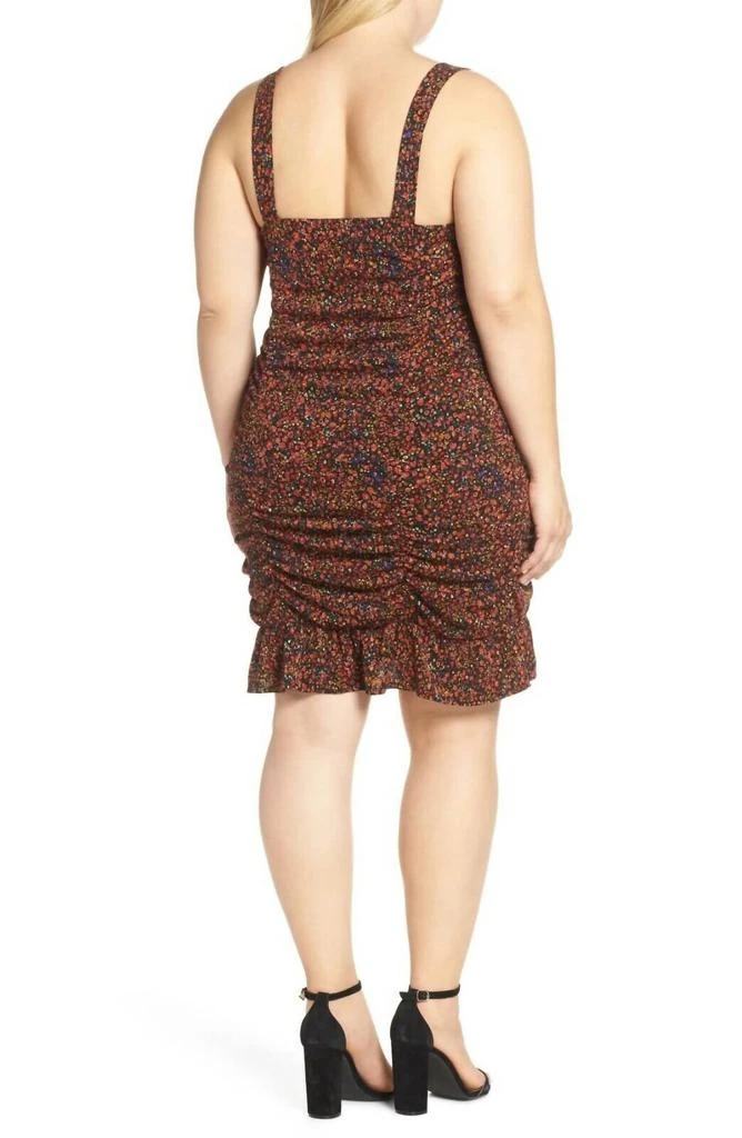 Leith Leith - Plus Size Floral Print Above Knee Ruffle Ruched Strappy Dress 2