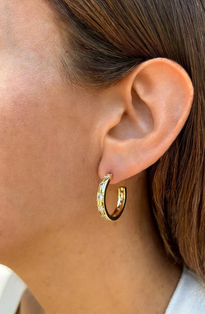 ADORNIA Swarovski Crystal Starburst Hoop Earrings 2