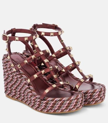 Valentino Rockstud 95 leather espadrille wedges 1