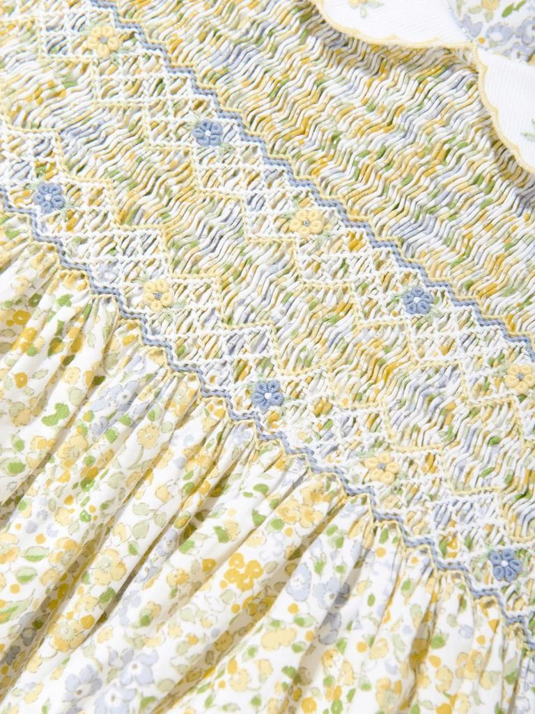 Sarah Louise Girls Floral Smocked Dress in Yellow 3