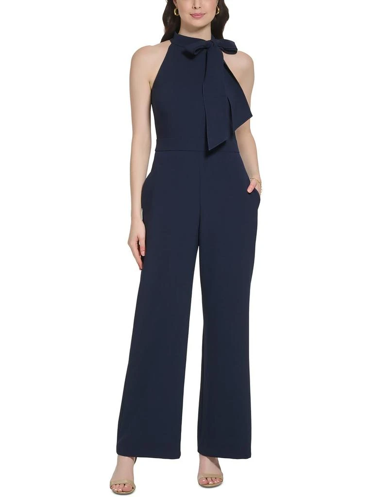 Vince Camuto Petites Womens Wide Legs Tie-Neck Jumpsuit 1