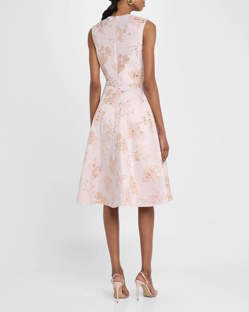 Pamella Roland Reo Metallic Floral Jacquard Sleeveless Midi Dress 3