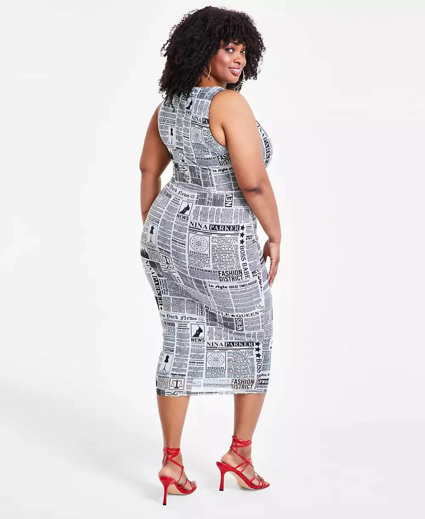 Nina Parker Trendy Plus Size Printed Mesh Midi Dress, Created for Macy's 2