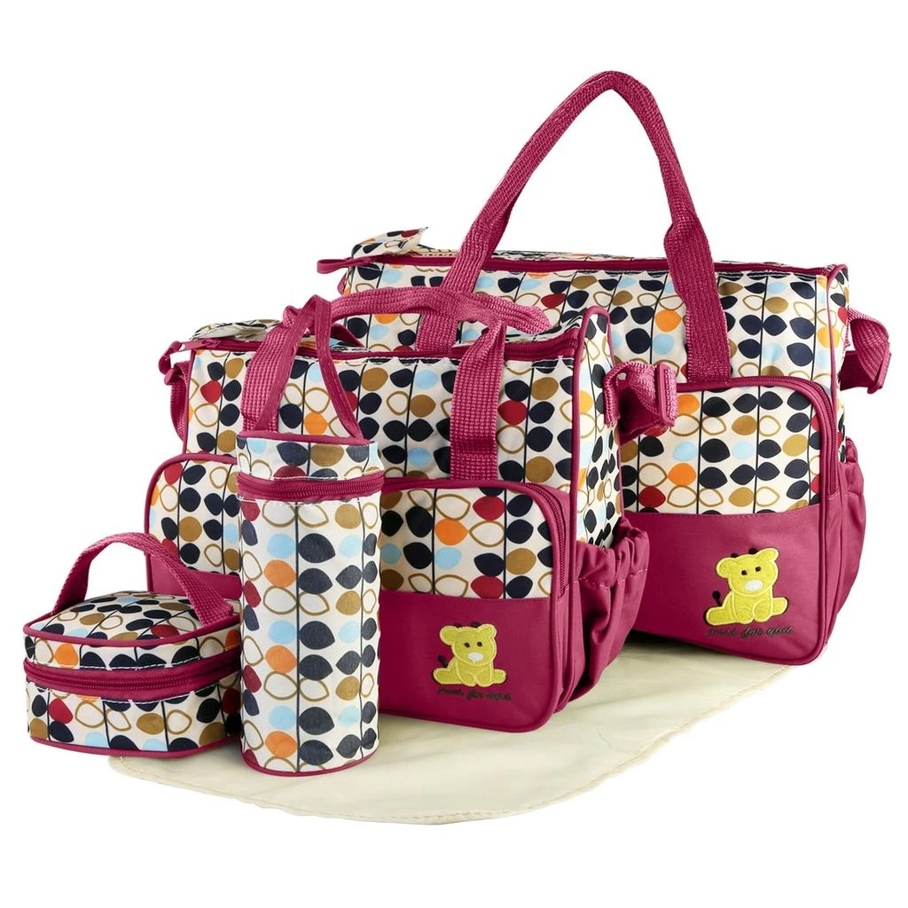 Global Bazaar 5PCS Baby Nappy Diaper Bags Set with Changing Pad 2