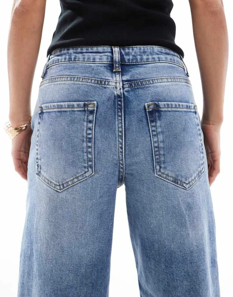 Miss Selfridge Miss Selfridge Petite  flare wide leg jean in mid blue 5