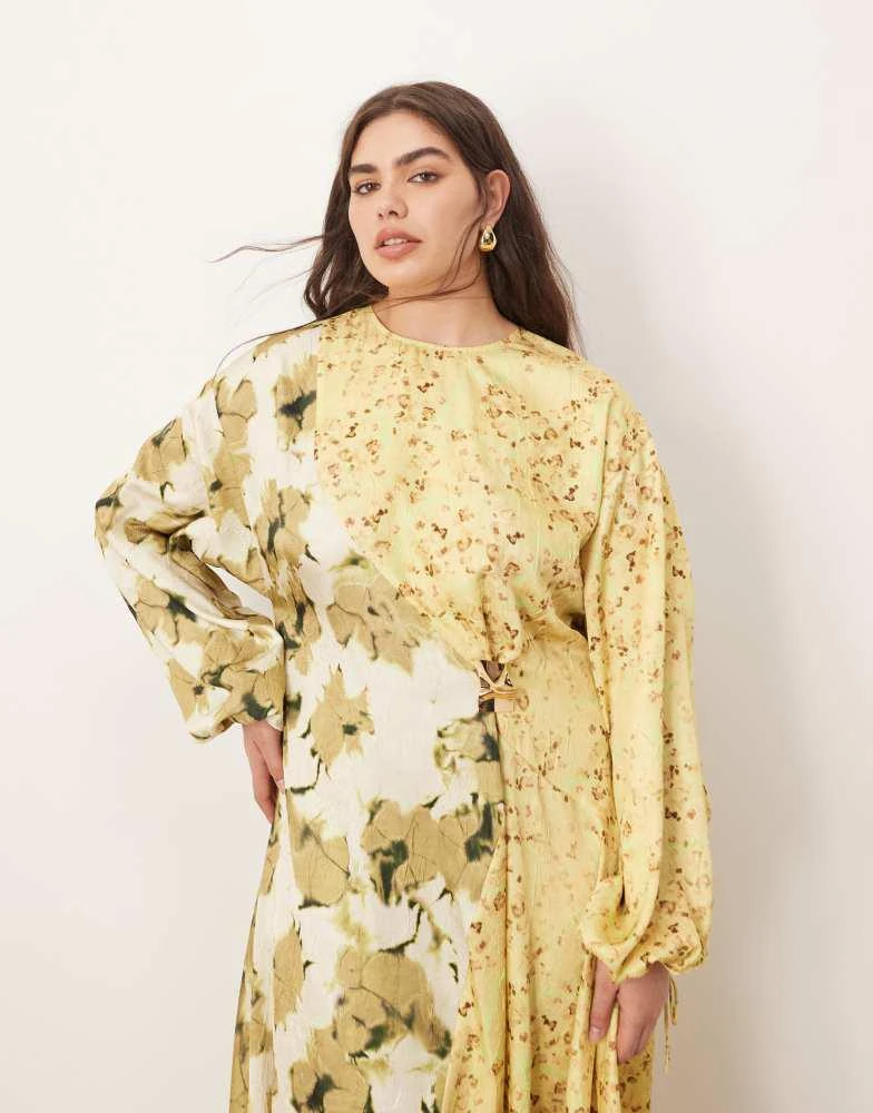 knee length dresses for ladies Silk Billowy Sleeve Midi Wrap Dress main image 0