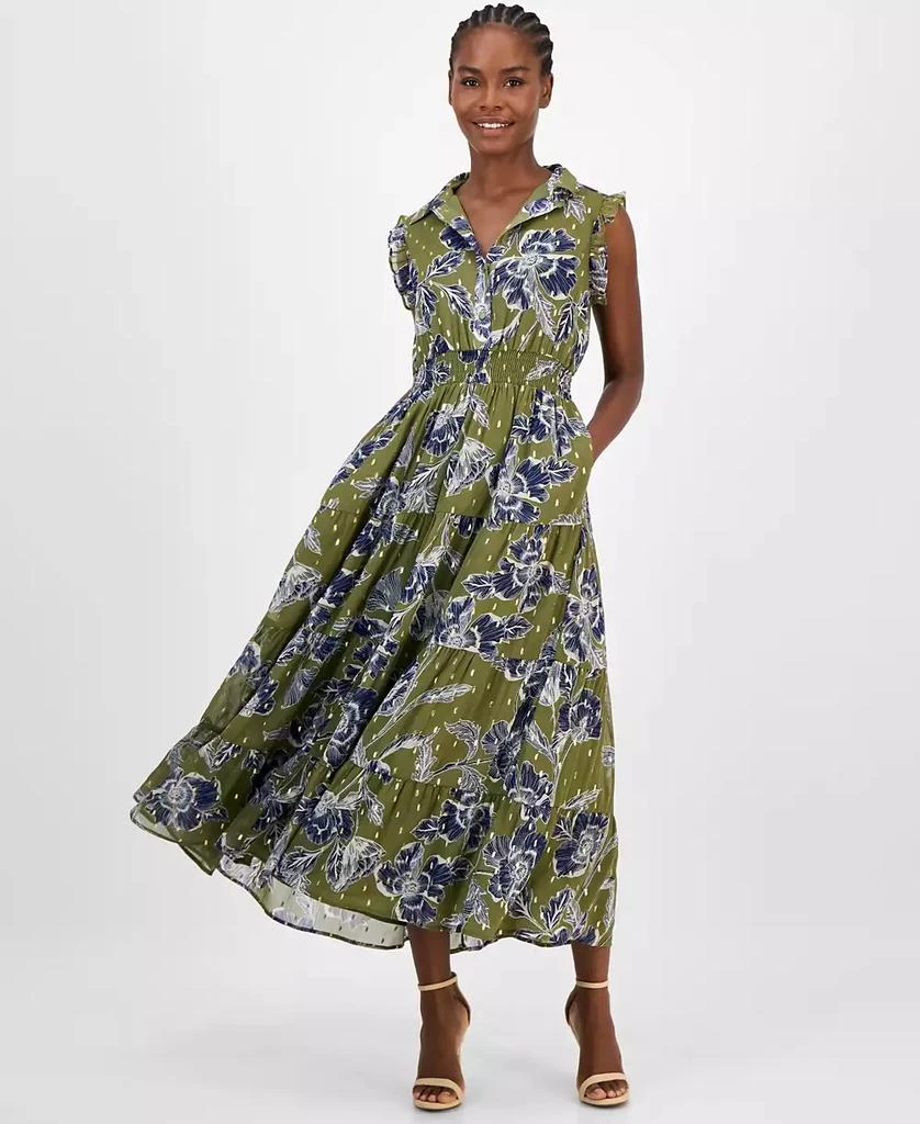 Anne Klein Women's Size Floral-Print Smocked Shirtdress 1