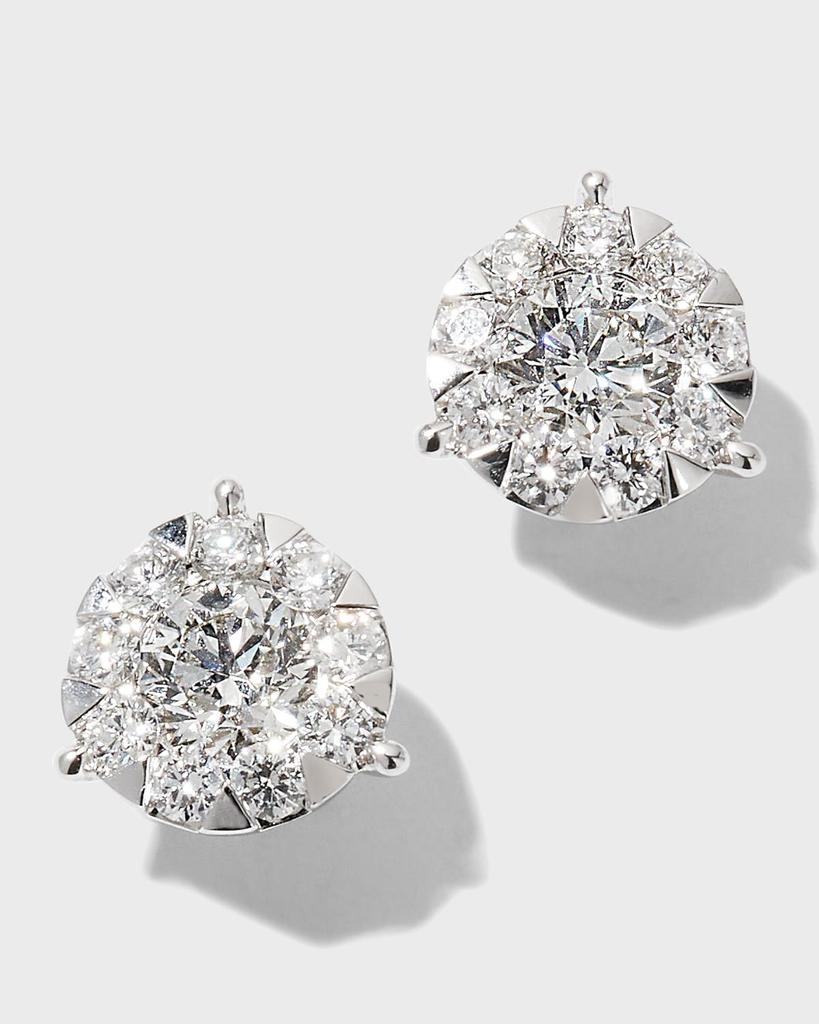 Memoire White Gold Bouquet 3-Prong Diamond Stud Earrings, 0.69-0.77tcw