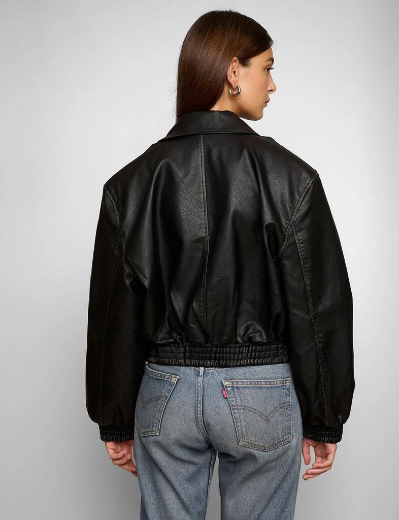 Pixie Market Padded Crop Black Leather Jacket 5