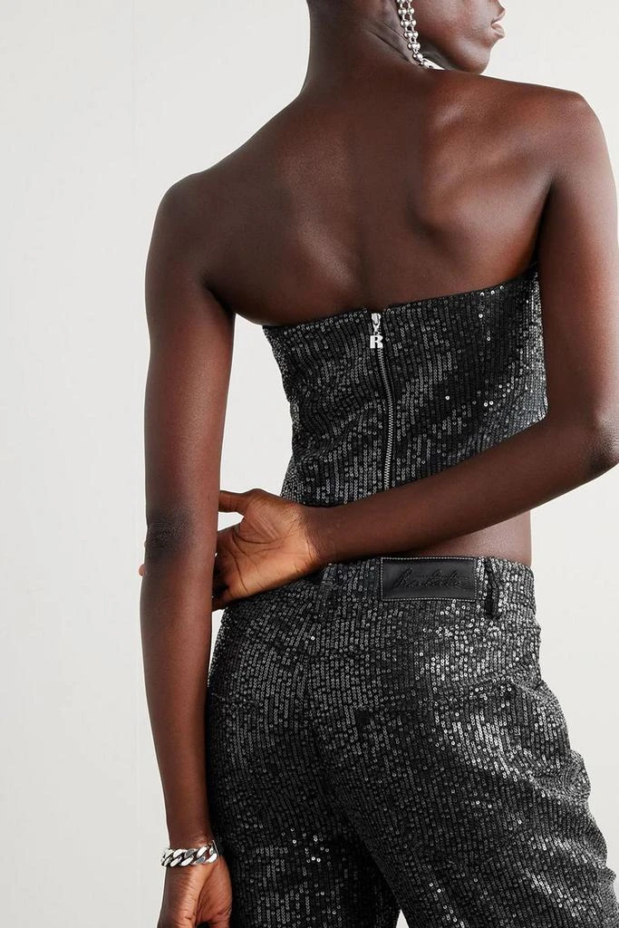 ROTATE Birger Christensen Emili strapless cropped sequined denim top 4