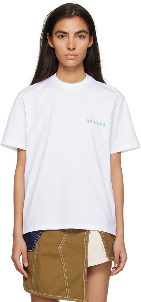 SUNNEI White Printed T-Shirt