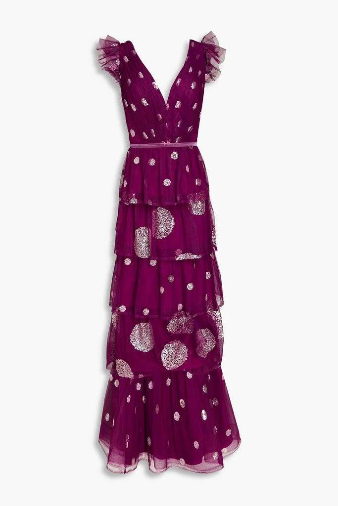 MARCHESA Tiered embellished tulle gown 1
