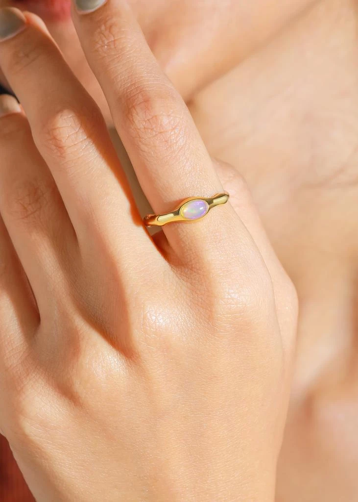 Tiramisu 14K Gold Plated Over 925 Sterling Silver Ethiopian Opal Handcrafted Ring 2