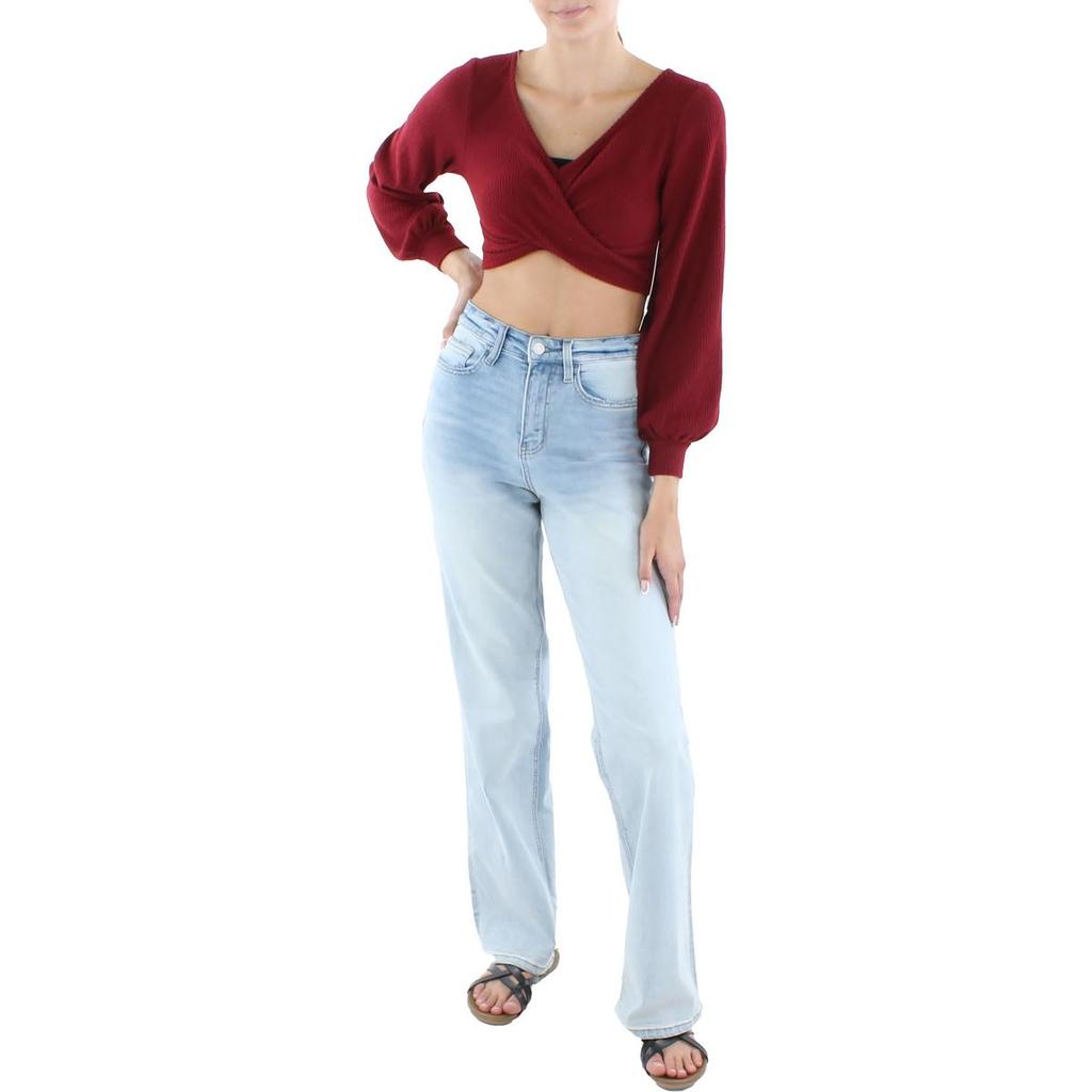 Almost Famous Juniors Womens Knit Ribbed Crop Sweater