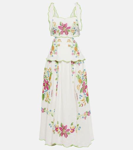 【Farm Rio】 Tropical Romance embroideredミディドレス Farm Rio Women's Tropical Romance Maxi Dress | $375.00