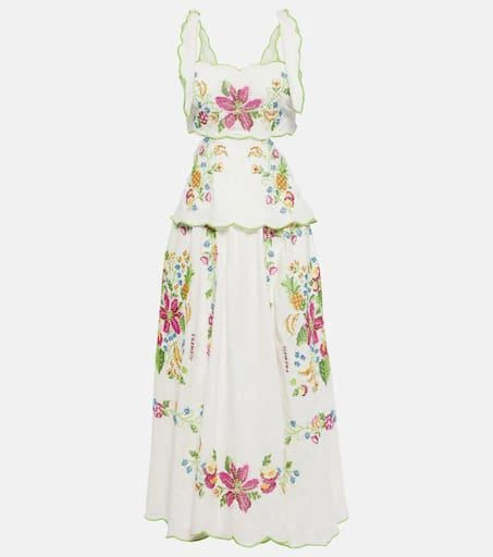 knee length dresses for ladies Farm Rio Women's Sicily Midi Dress - White - Size M