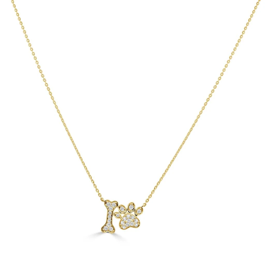 Sabrina Designs 14K Yellow Gold Dog Print And Wishbone Diamond Necklace