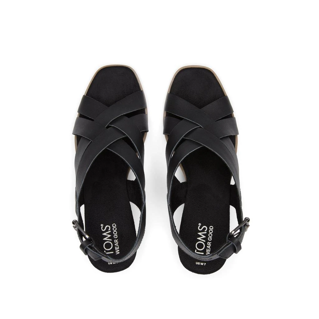 TOMS Shoes Gracie Black Leather Wedge Sandal 6