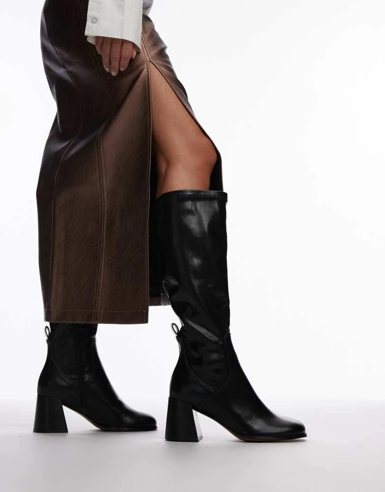 Topshop Topshop Ren knee high heeled boots in black 1