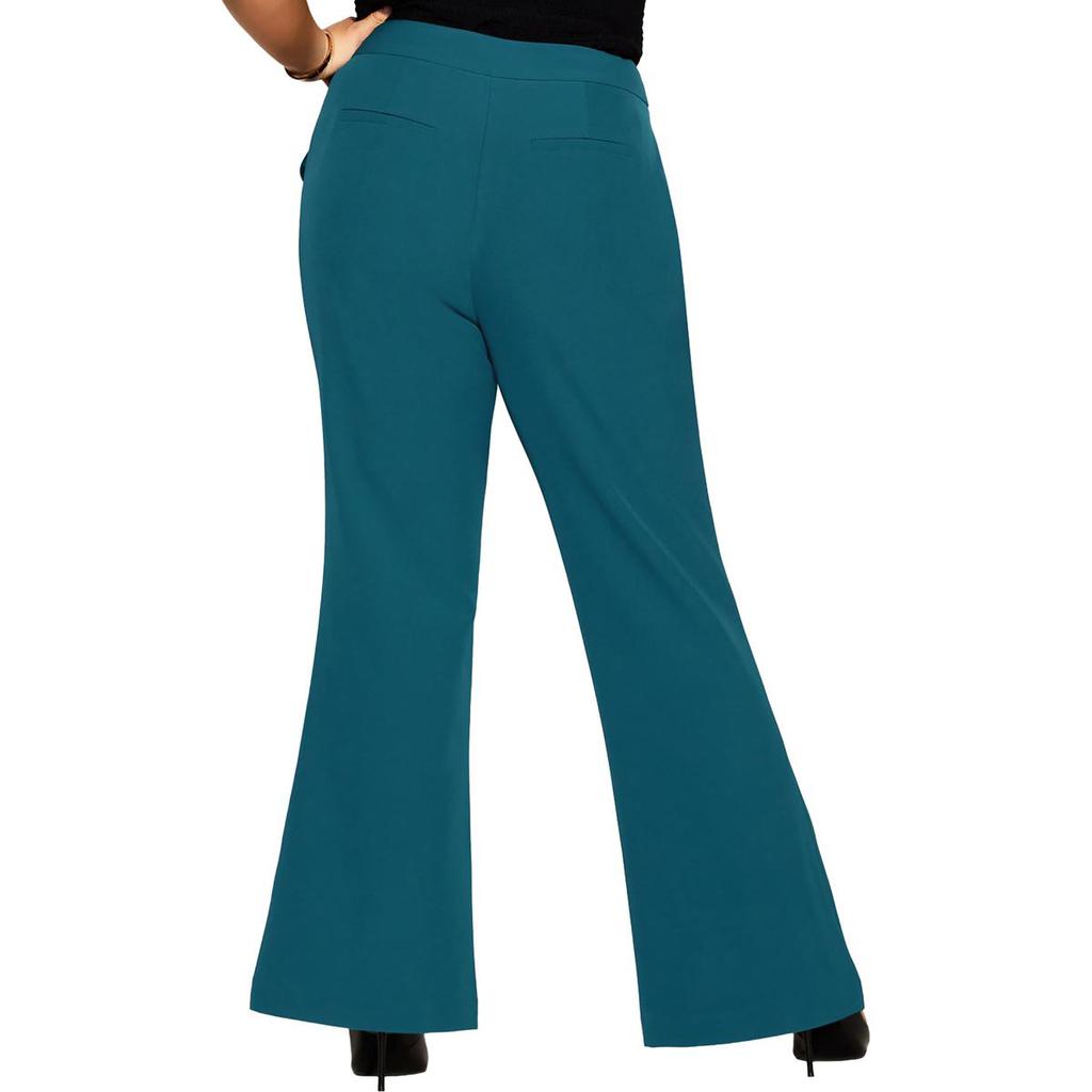 City Chic Womens Solid Polyester Wide Leg Pants