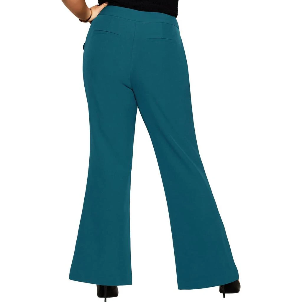 City Chic Womens Solid Polyester Wide Leg Pants 2
