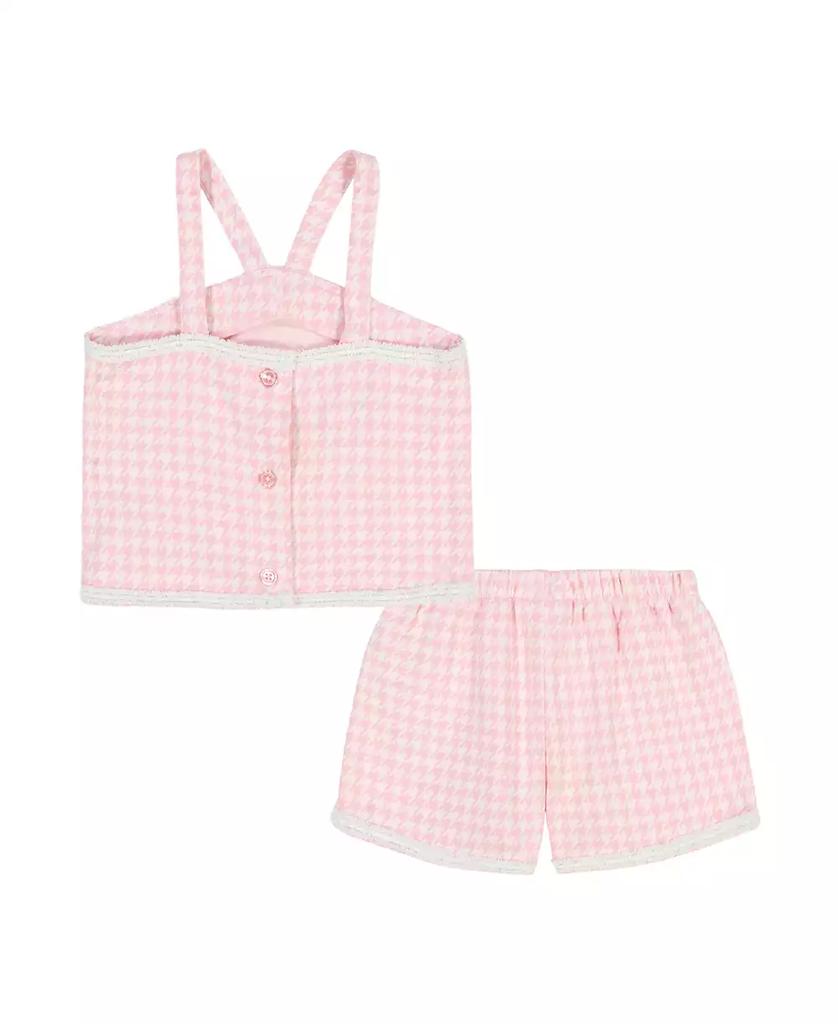 KIDS HEADQUARTERS Toddler and Little Girls 2-Piece Jacquard Checkered Knit Halter and Shorts Set