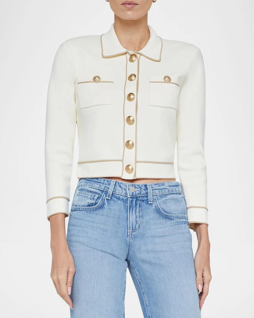 L'Agence Neo Contrast-Trim Cropped Cardigan 2