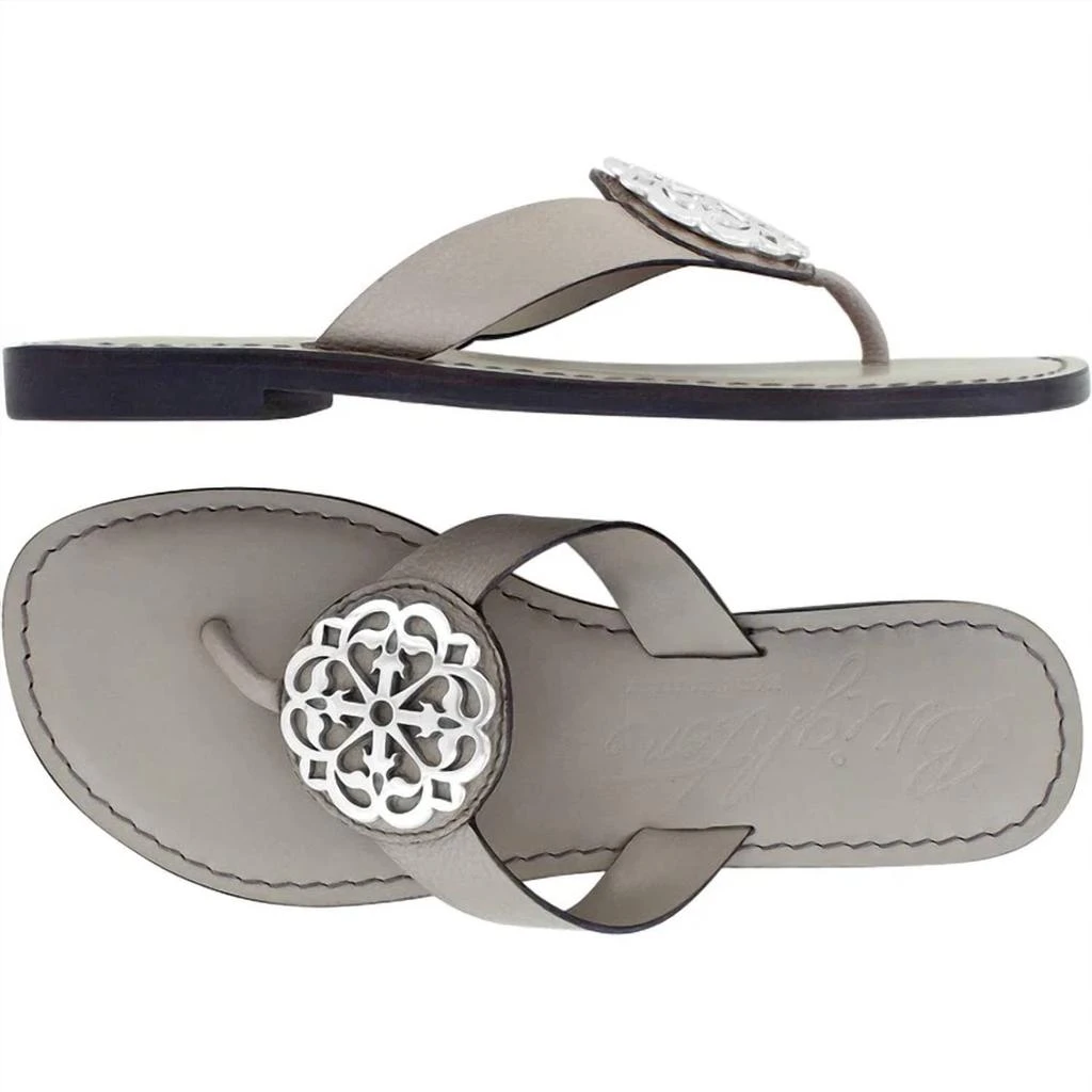 Brighton Brighton - Alice Ferrara Beachwood Embellished Leather Flat Thong Sandal 1
