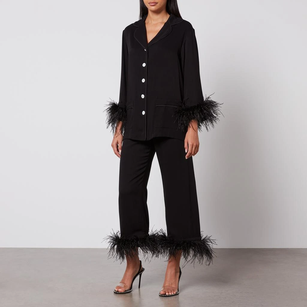 Sleeper Party Feather-Trimmed Crepe de Chine Pyjama Set 1