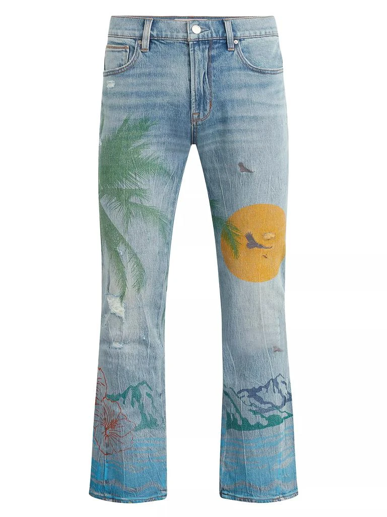Hudson Walker Palm Painted Kick Flare Jeans 1