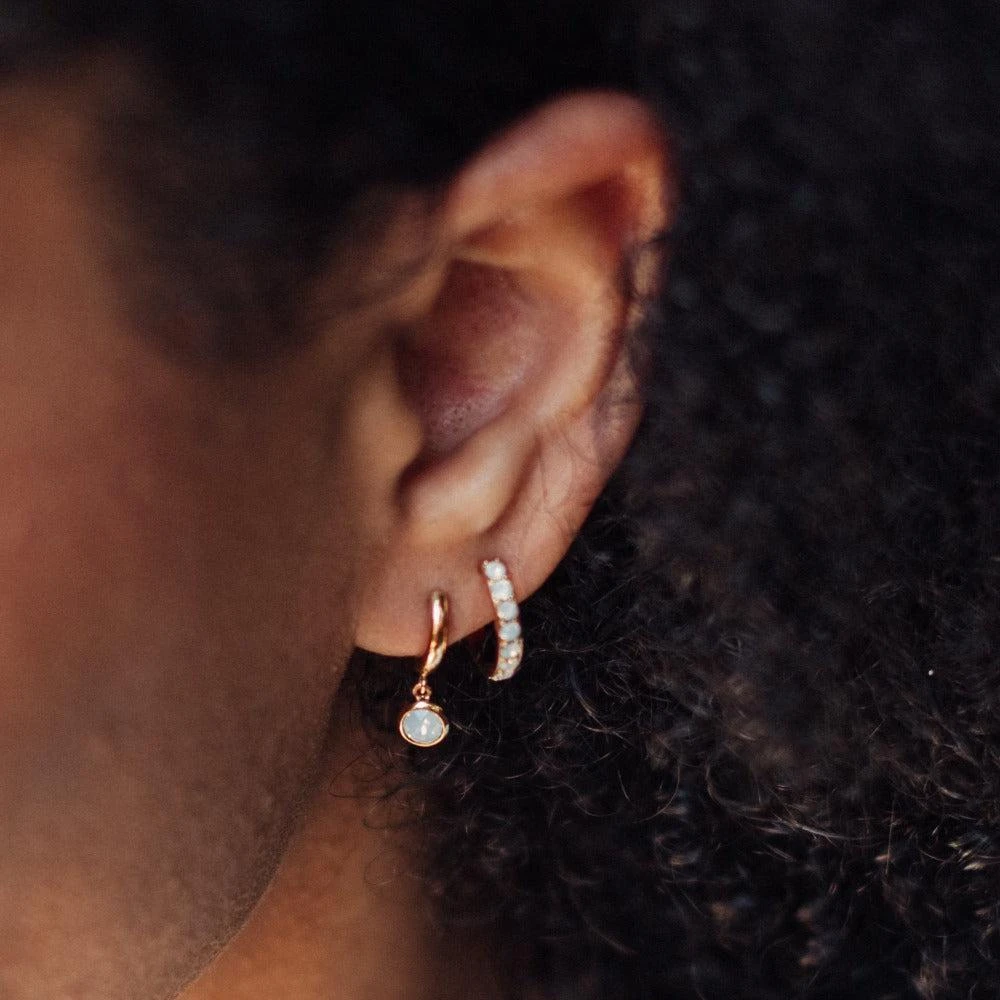 Orelia London White Opal Drop Huggie Hoop Earrings Made With Swarovski Crystals 5