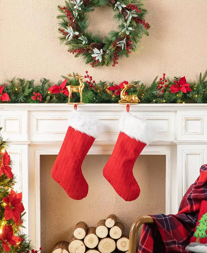 Glitzhome Set of 2 Gold Resin Standing Sitting Reindeer Stocking Holders 7