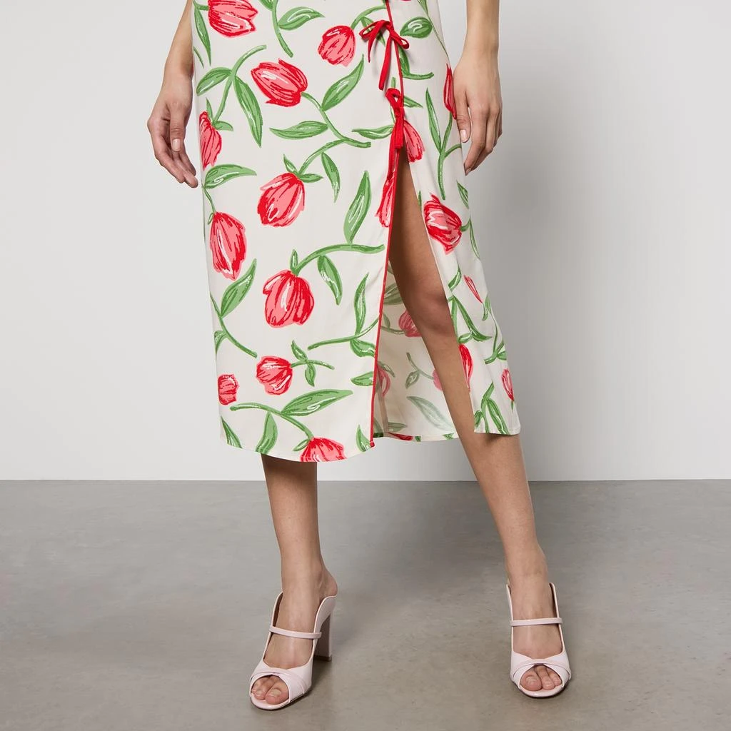 Kitri Leia Floral-Print Satin-Crepe Midi Dress 3