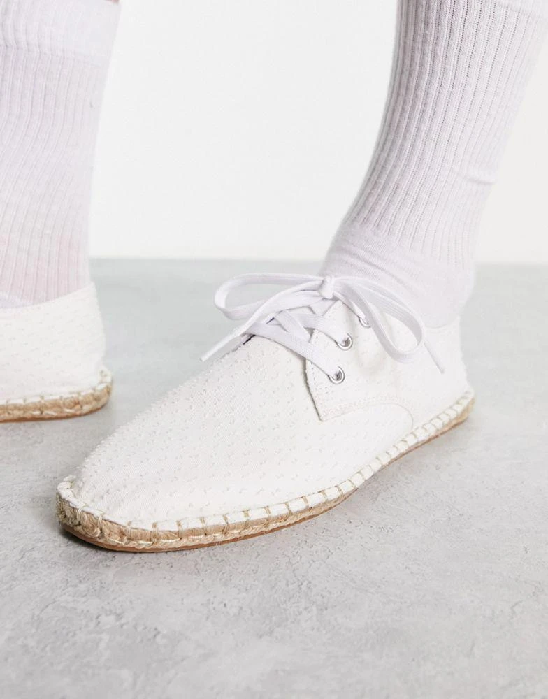 ASOS ASOS DESIGN lace up espadrilles in white textured canvas 4