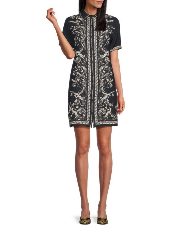 Max Studio ​Embroidered Linen-Blend Minidress