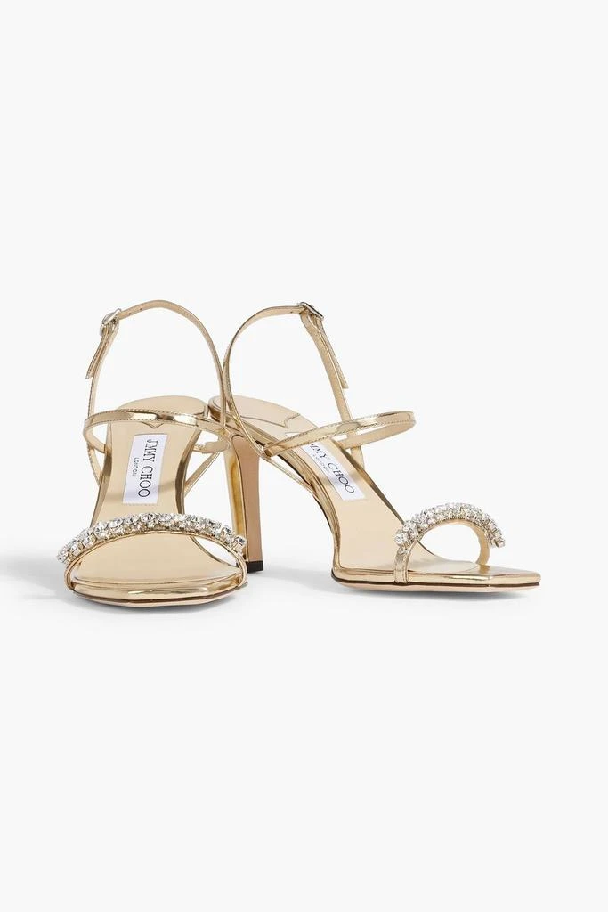 Jimmy Choo Meira 85 crystal-embellished mirrored-leather slingback sandals 2