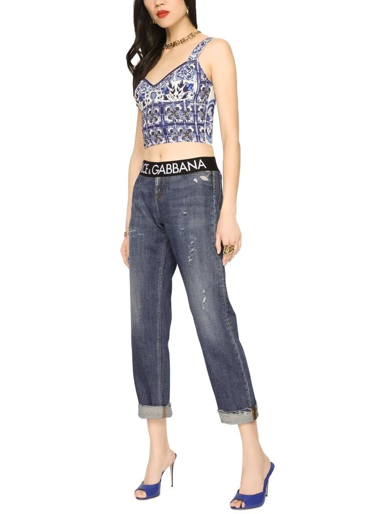 Dolce & Gabbana Majolica-print charmeuse corset 4