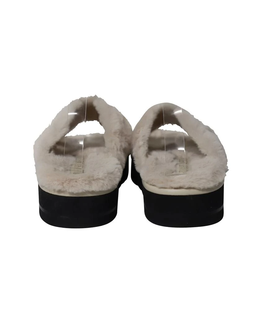 Stuart Weitzman Roza Lift Slides Sandals in Cream Faux Fur 4