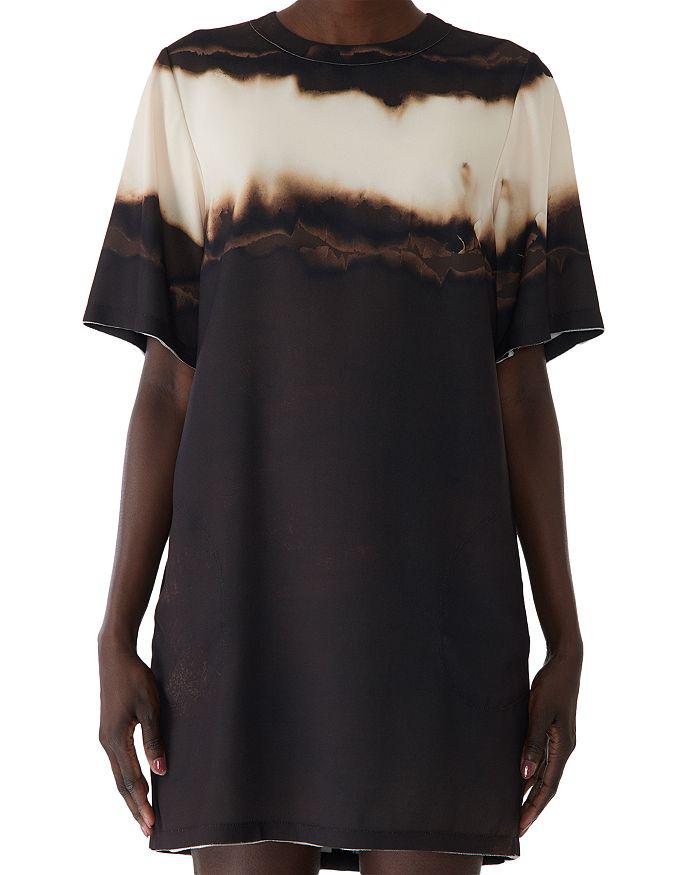 Jason Wu Burned Stripe Short Sleeve T Shirt Dress
